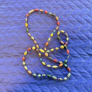 Multicolor Artisan Recycled Paper Beaded Necklace